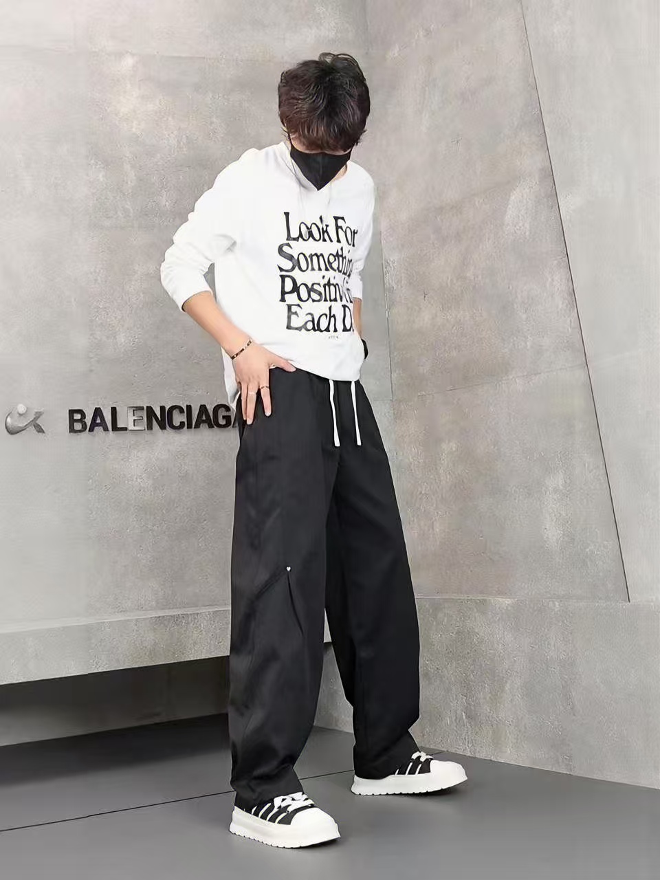 가을 겨울 새로운 면 소재 남자 가을 아메리칸 높음 거리 루즈핏 긴 바지 스트레이트 넓은 다리와 발 모통이 칼 캐주얼 바지
