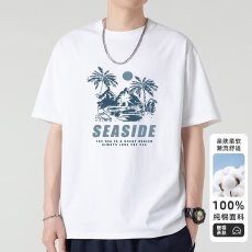 批发美式重磅短袖t恤男夏季ins潮流帅气圆领港风宽松休闲上衣男士新款