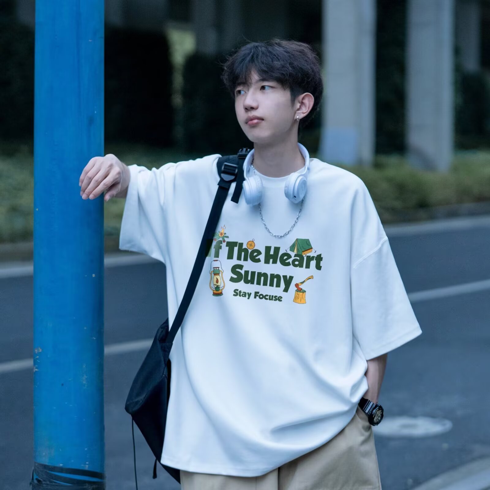 순면 반팔 티셔츠 남자 라운드 넥 여름 남성 트렌드 카드 루즈핏 반소매 t 동정 알파벳 프린트 맨위