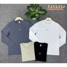 批发潮牌简约圆领长袖T恤男生<b class='q'>春</b>秋季新款百搭打底衫长袖薄款衫