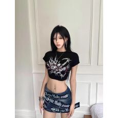 批发美式辣妹重工裁片拼接解构牛仔半身裙女夏季新款修身显瘦包臀短裙
