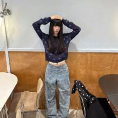 批发{ local tag } 波尔房间 两色波点提花毛衣<b class='q'>开衫</b> 圆领短款羊毛上衣