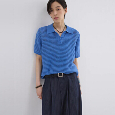 批发sameuoo散养文化「花样年华」正肩镂空polo衫短袖女夏针织T恤上衣