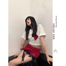 批发好质量+安全裤+拉链制服红色短款包臀裙半身裙春夏季秋冬辣妹裙裤