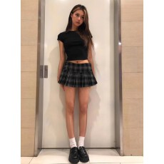批发好质量复古格纹<b class='q'>百褶</b>裙JK裙子半身裙春夏季辣妹美式格子<b class='q'>短裙</b>秋冬
