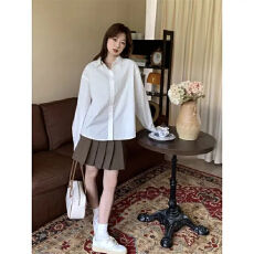 批发酷丝绵+无口袋款JK制服衬衣春夏秋<b class='q'>冬</b>新款白色长袖学生衬衫上衣女