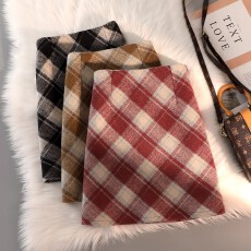 批发毛呢复合好面料+安全裤+拉链格子百褶裙包臀短裙A字半身裙春秋冬