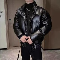 批发美式冬季羽绒棉服男<b class='q'>潮</b>流加厚设计感假两件棉衣宽松痞帅面包服外套