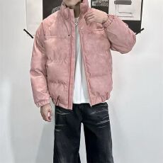 批发冬季港风美式立领面包<b class='q'>男</b>女情侣棉服潮牌加厚PU保暖宽松棉衣外套