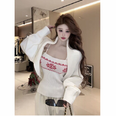 批发费尔岛坎肩<b class='q'>罩衫</b>/吊带<b class='q'>针织</b>两件套女冬