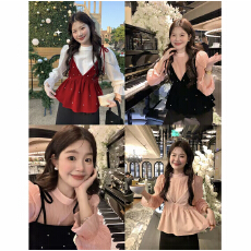 批发韩系氛围感珍珠v领丝绒<b class='q'>吊带</b>上衣