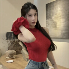 批发高级感别致露肩韩系无袖<b class='q'>上衣</b>