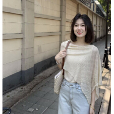 批发夏季新款<b class='q'>不规则</b>镂空高级感假两件薄针织上衣