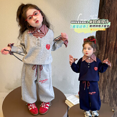 批发女童<b class='q'>卫衣</b><b class='q'>套装</b>2025新款韩版洋气秋季休闲学院<b class='q'>宝宝</b>运动两件套