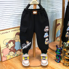 批发<b class='q'>男</b>童<b class='q'>加绒裤子</b>秋冬2025新款儿童痞帅卫裤女童运动裤宝宝长裤