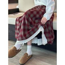 批发格子裙女童春<b class='q'>夏</b>秋装半身裙新款儿童春季中大童女孩花边格子半身裙