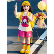批发<b class='q'>女童</b>短<b class='q'>袖套</b>装2026夏季新款洋气短裤女孩两件套韩版儿童休闲