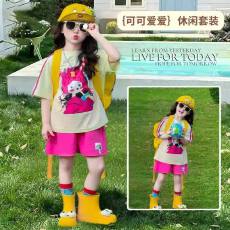 批发<b class='q'>女童</b>夏<b class='q'>季</b>套装2026新款女孩韩版洋气休闲儿童短袖短裤两件套