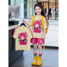 批发<b class='q'>女童</b>夏<b class='q'>季</b>2026套装新款女孩韩版洋气休闲儿童短袖短裤两件套