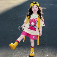 批发<b class='q'>女童</b>短<b class='q'>袖套</b>装2026新款洋气女孩短裤夏季儿童韩版休闲两件套