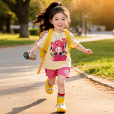 批发<b class='q'>女童</b>短<b class='q'>袖套</b>装2026夏季新款洋气儿童短裤女孩两件套韩版休闲