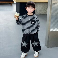 批发<b class='q'>男</b>童<b class='q'>春</b>季<b class='q'>条纹</b><b class='q'>卫衣</b>套装儿童休闲衣服2026新款帅气小<b class='q'>男</b>孩两件套