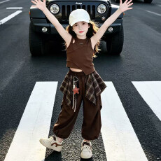 批发女童短袖T恤套装夏装2026新款儿童洋气字母上衣中大童夏季束脚裤