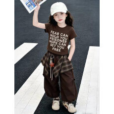 批发女童短袖工装裤套装2026新款夏季露背T恤速干薄冲锋裤阔腿裤运动8