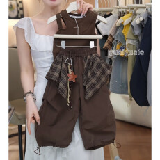 批发女童夏季套装2026新款洋气女宝宝夏装无袖上衣不规则工装裤两件套