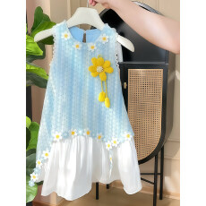 批发<b class='q'>女</b><b class='q'>童</b><b class='q'>连衣裙</b>夏季时尚洋气小女孩裙子儿童海边沙滩裙夏装无袖公主裙