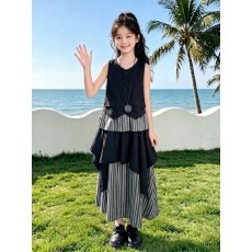 批发<b class='q'>女童</b>夏<b class='q'>装</b>2026新款初中生女孩夏季薄款背心<b class='q'>裙子</b>两件套儿童大童套装