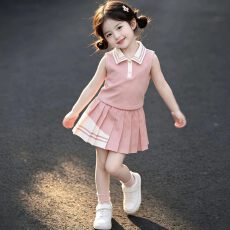 批发女童<b class='q'>夏</b>套装2026新款儿童洋气学院风短裙<b class='q'>夏</b>装小女孩独特漂亮百褶裙
