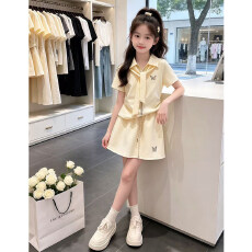 批发女童夏季新款套装2026<b class='q'>儿童</b>学院风女孩短袖蝴蝶polo衫裙子两件套潮