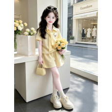 批发女<b class='q'>童</b><b class='q'>运动套装</b>夏季2026新款<b class='q'>中大</b>儿<b class='q'>童</b>洋气披肩polo衫短袖短裤两件套