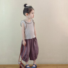 批发儿童条纹<b class='q'>背心</b>套装夏季<b class='q'>女</b><b class='q'>童</b>韩系衣服2026新款小宝宝夏装无袖两件套