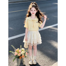 批发<b class='q'>女</b><b class='q'>童</b>学院风上衣夏季2026新款儿童洋气短袖t恤女孩