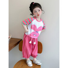 批发女小童运动套装夏季2026新款<b class='q'>宝宝</b>卡通短袖夏装儿童宽松休闲两件套