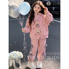 批发女童儿童2026拉布新款秋装洋气连帽卡通休闲两件套<b class='q'>春</b>秋套装