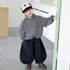 批发<b class='q'>男童</b>痞帅<b class='q'>套装</b>2026秋季新款连帽条纹休闲卫衣灯笼裤时尚两件套