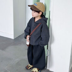 批发<b class='q'>男童</b>秋<b class='q'>装</b>卫衣套装2026新款秋季儿童痞帅连帽条纹休闲两件套
