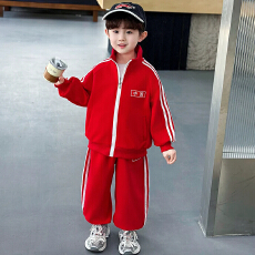 男童套装春秋运动服2026新款儿童秋装红色男孩休闲开衫衣服两件套