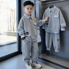 批发<b class='q'>儿童</b>男童套装2026春秋新款秋装中大童男孩卫衣运动秋季两件套
