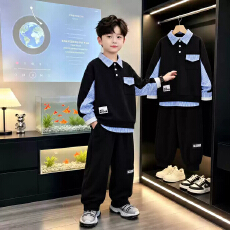 批发<b class='q'>儿童</b>男童套装2026春秋新款秋装中大童男孩卫衣运动秋季两件套