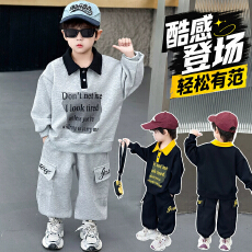 批发男童秋装套装2026新款韩版痞帅翻领卫衣两件套<b class='q'>儿童</b>春<b class='q'>秋衣</b>服