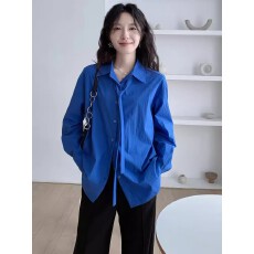 批发法式高级蓝色飘带<b class='q'>衬衫</b>女<b class='q'>长袖</b>秋季新款慵懒时尚<b class='q'>衬衣</b>外套超好看上衣