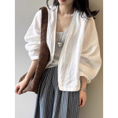 批发高级感苎麻开衫外套女2026年春<b class='q'>夏季</b>新款法式轻奢<b class='q'>防晒衫</b>长袖衬衫