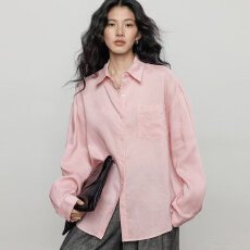 批发秋季100苎麻长袖衬衫女慵懒老钱风休闲度假防晒衫<b class='q'>上衣</b>衬衫