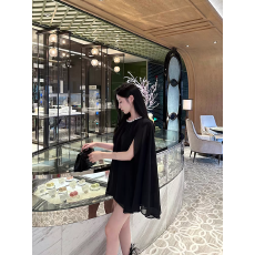 批发千金风黑色防晒披肩斗篷女夏小个子设计感中长款宽松防晒雪纺上衣