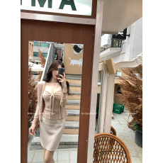 批发蝴蝶结绑带纯欲抹胸<b class='q'>背心</b>女秋季穿搭套装温柔风长袖针织开衫两件套