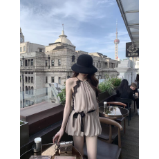 批发蕾丝拼接挂脖<b class='q'>连衣裙</b>女夏季纯欲气质<b class='q'>花苞</b>裙子辣妹性感收腰a字短裙